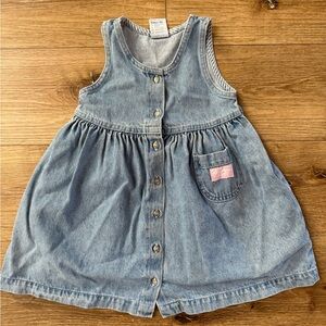 Vintage OshKosh B'gosh Light Blue Denim Dress with Pink Patch Pocket